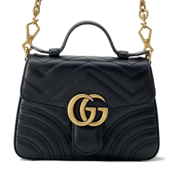 Gucci GG Marmont Top Handle Bag Shoulder Bag Black - Picture 1 of 11